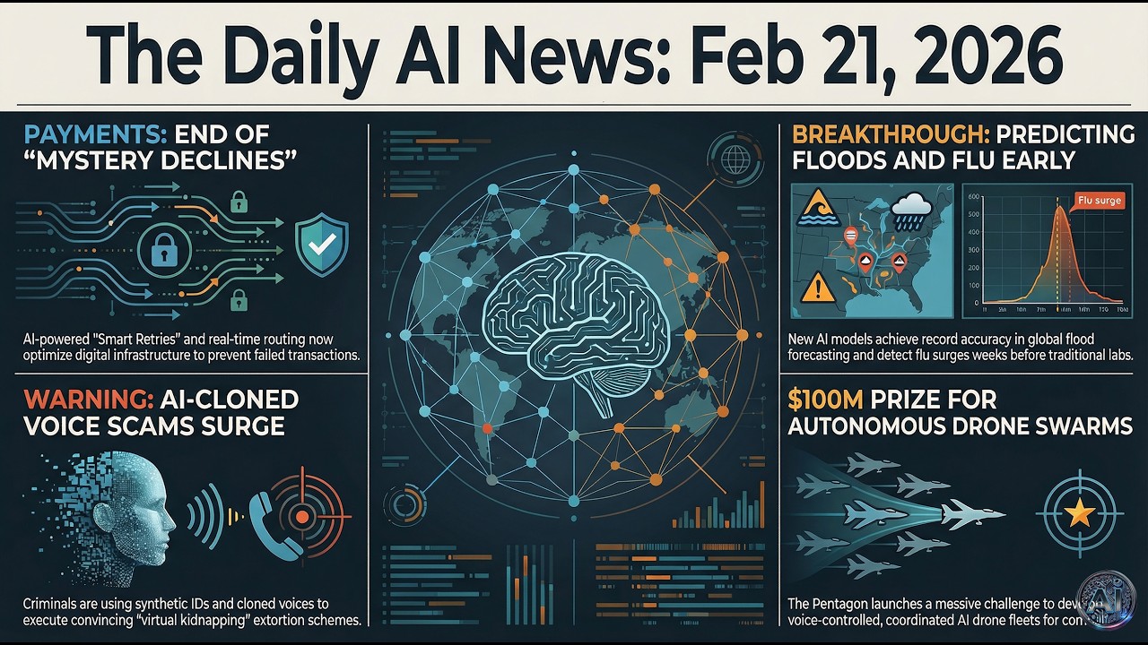 Daily AI News &mdash; 21 Feb 2026 | AI Runs Infrastructure, Flood Forecasting, Voice-Clone Scams