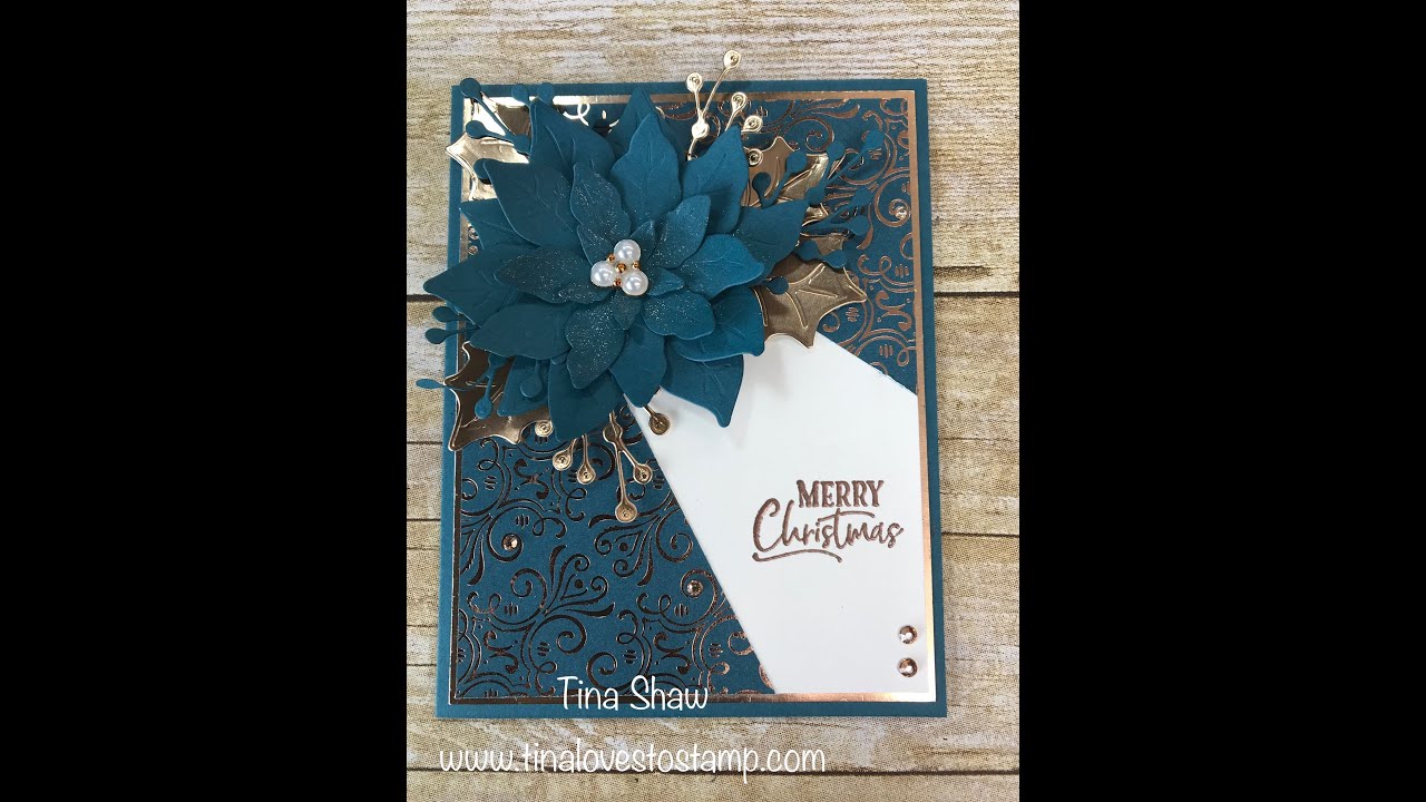 Split Front Panel Card with Poinsettia Petals