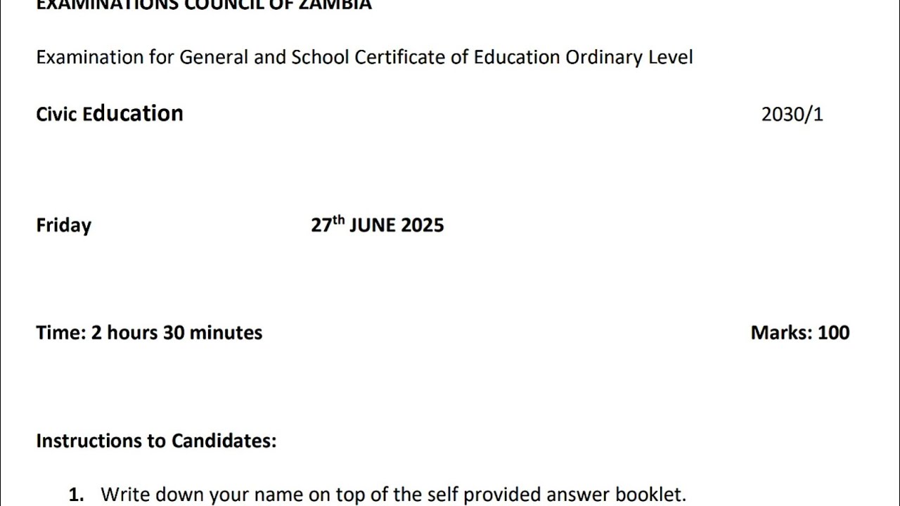 Civic Education (2025 mid year exam)- Section B part 1 exam revision questions and answers