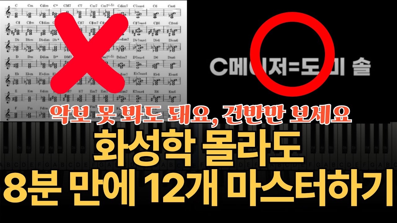 코드 자료 많아서 헷갈리셨죠? 8분 만에 끝내는 메이저 코드 12가지 (반주 독학 입문)