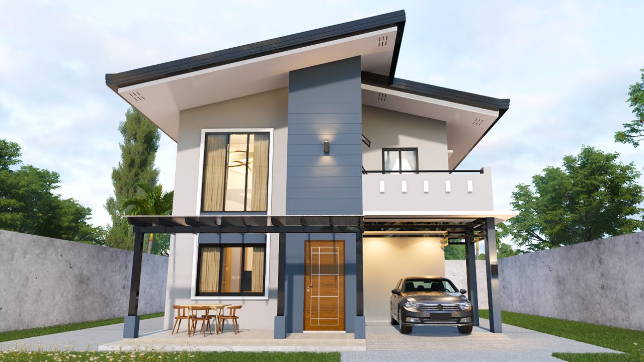 Small House Design idea (8.5x8.5meters) 4 bedrooms | 2 storey low cost | Minimalist