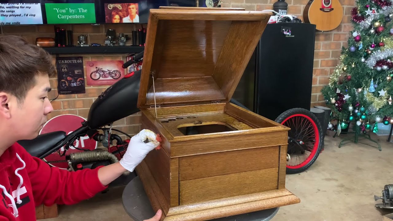+100 years Gramophone Restoration early 1910's Columbia Grafonola เครื่องเล่นแผ่นครั่งโบราณ