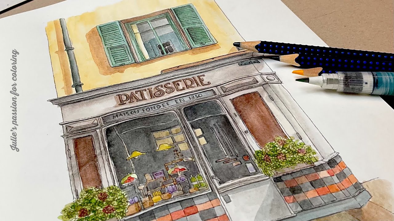 🏠 URBAN COLORING by Urban Anna ✏️🖌️ Faber Castell art grip Aquarelle - easy coloring tutorial