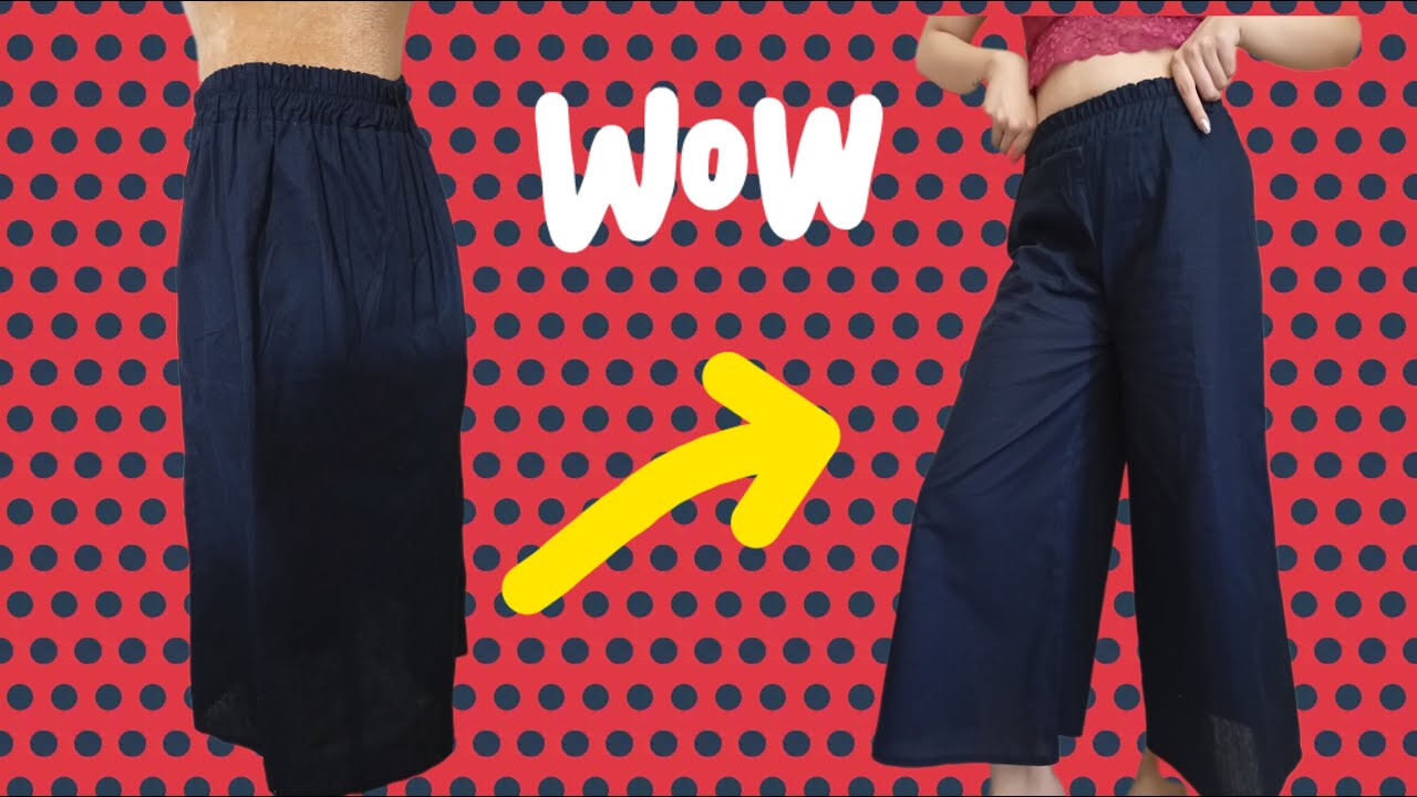 💫Easily turn a skirt you no longer wear into trendy, breezy summer pants!SkirtUpcycling #EasySewing
