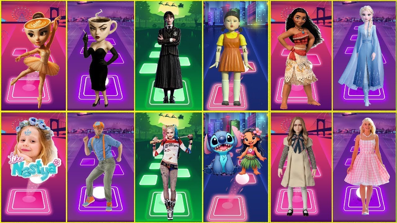 M3GAN Vs Squid Game Vs Like Nastya Vs Wednesday Addams | Tiles Hop Edm Rush