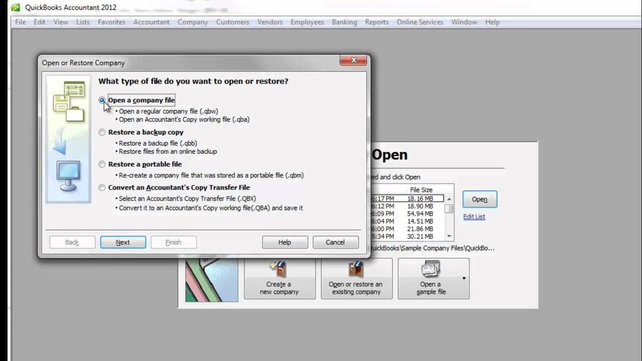 QuickBooks: How to Open a Company File