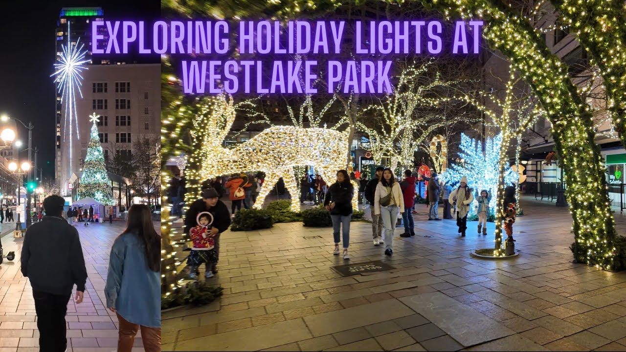 HOLIDAY LIGHTS WESTLAKE PARK IN DOWNTOWN  SEATTLE
