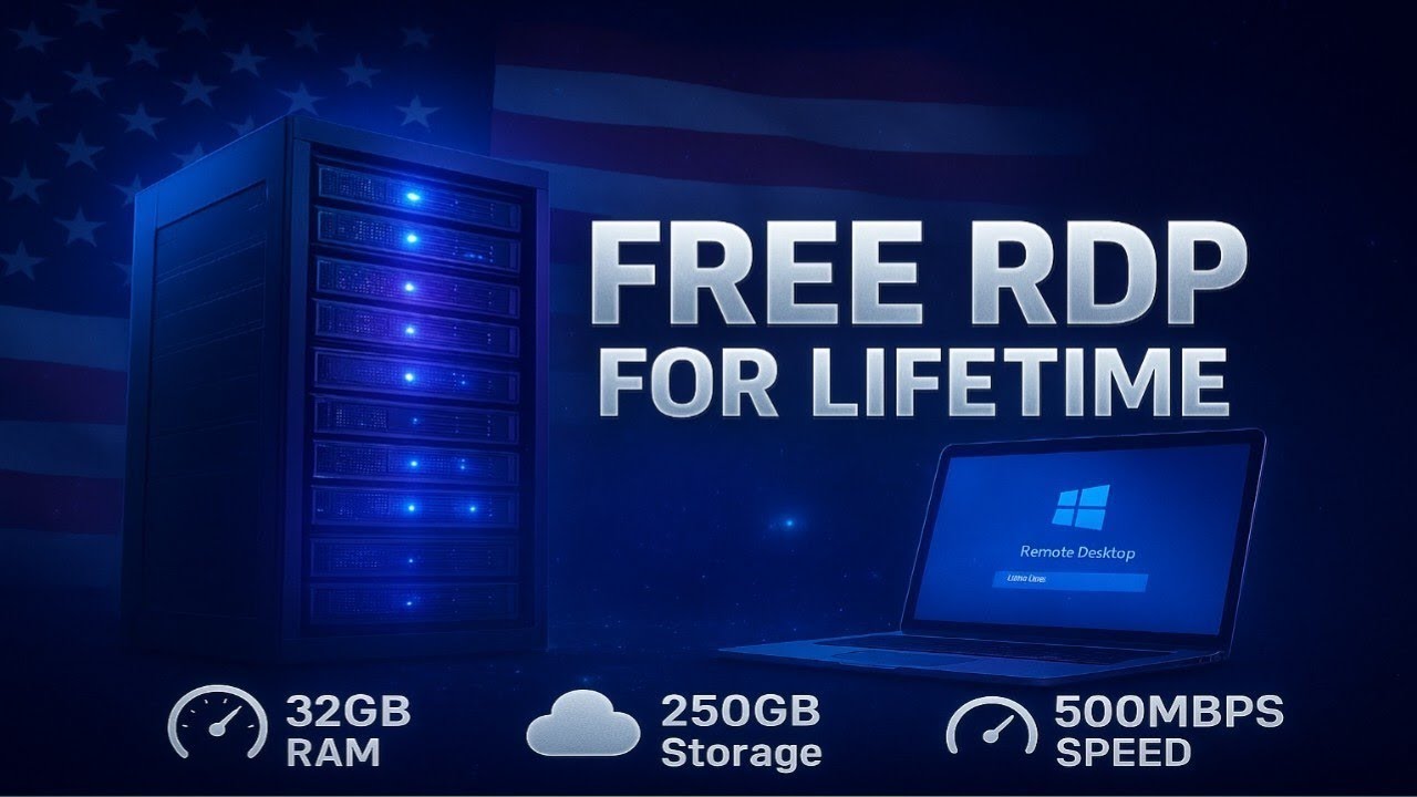 Lifetime Free RDP 2025 | Get 32GB RAM, US Server & 500MBPS Speed | No Credit Card Needed