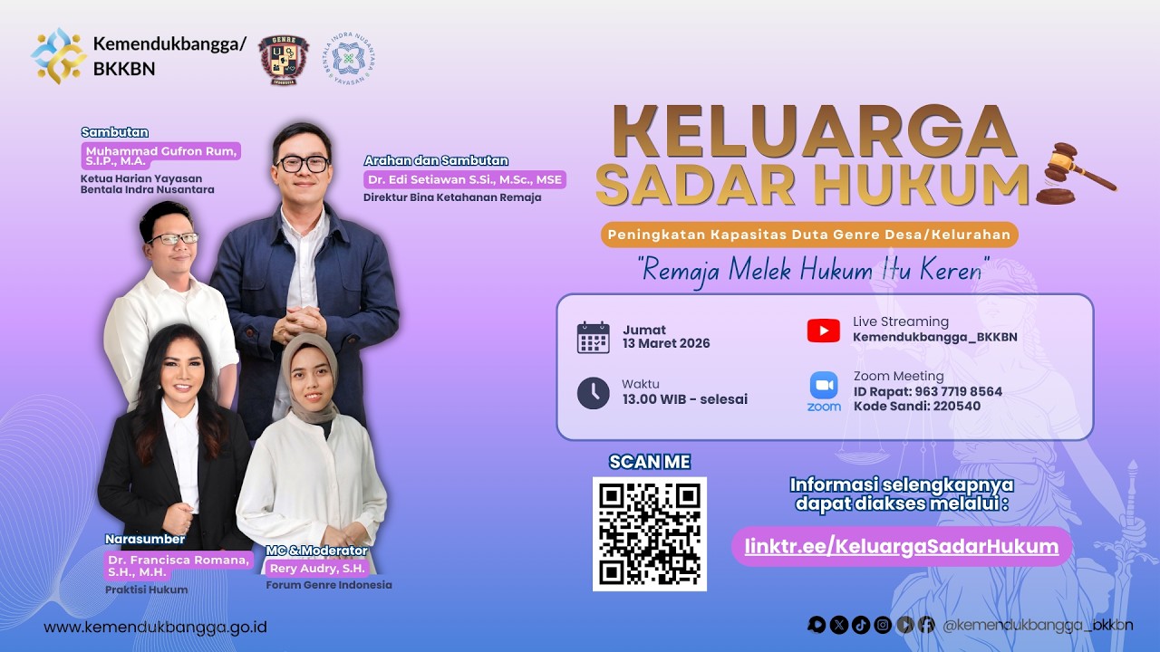 Webinar Program Keluarga Sadar Hukum bagi Duta Genre Tingkat Kelurahan/Desa Seluruh Indonesia