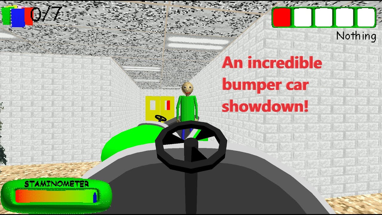 Baldi's basics but everyone is driving a BUMPER CAR (baldi's basics mod)