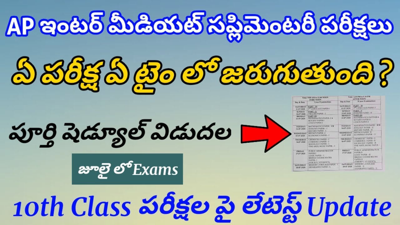 AP Intermediate Supplementary Exam Schedule 2020 | AP SSC Exams Latest Updates 2020