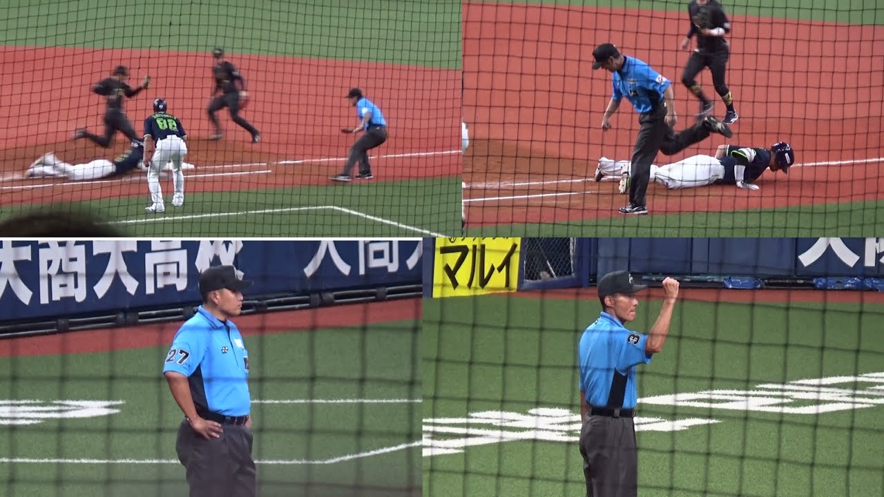 【審判ウォッチ】一塁上の際どいプレーに対し、白井審判員渾身のパンチアウト⇒リプレイ検証中、グラウンド上に居残る森口審判員⇒土山審判員によるアウトジャッジ【2024.6.15 オリックス vsヤクルト】