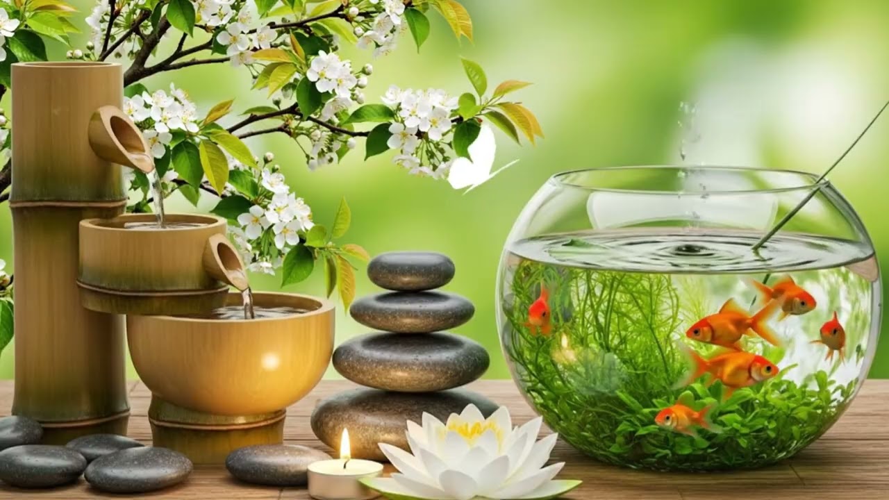 Relaxing Music for Healing Paino Sounds, 🍀🌺Water Sounds, Relieves Stress, Anxiety