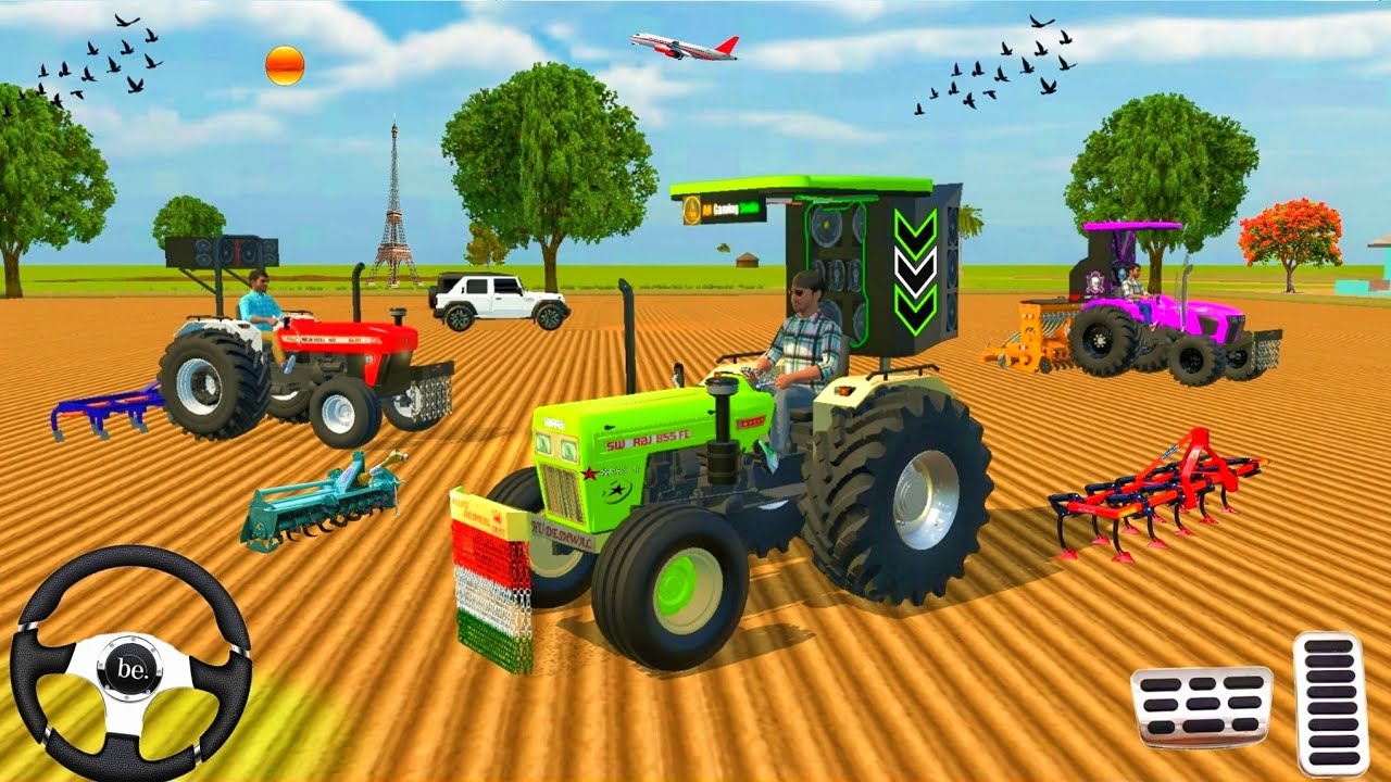 🛑SWARAJ 🚜// NEW HOLLAND 🚜// KUBUTA TRECTUR 🚖// THAR ROX 🥭 FARMING 3D GAME PLAY 