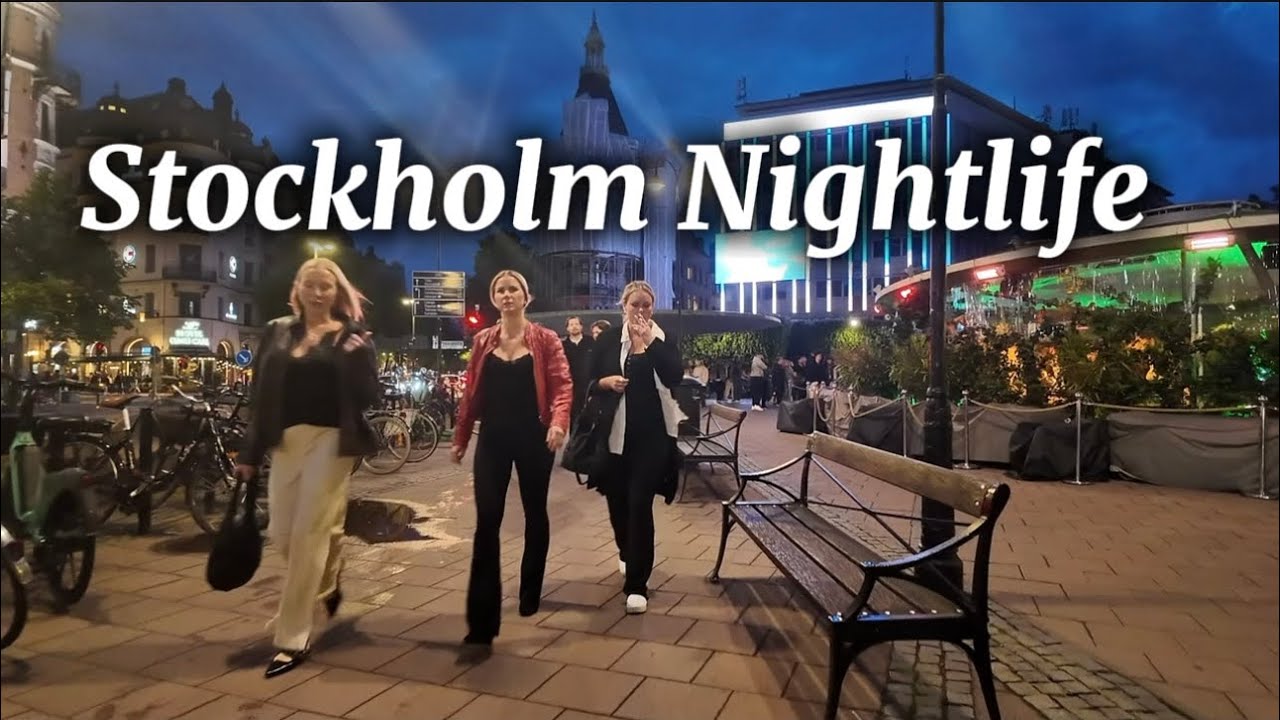Sweden, Stockholm Nightlife in 4K , A Scenic Stroll throught in Stockholm.June 2025