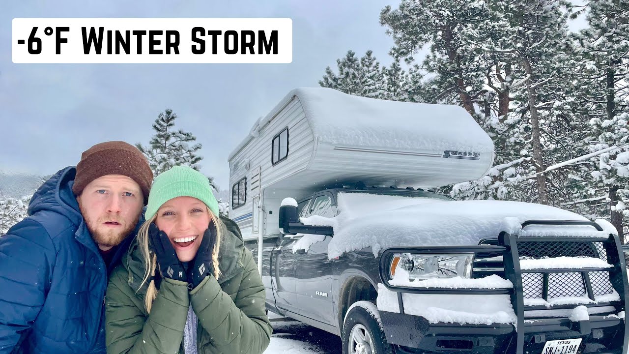Surviving a WINTER STORM Living In A TRUCK CAMPER | Does Our Heater Work at -6ºF? Coldest Night Ever