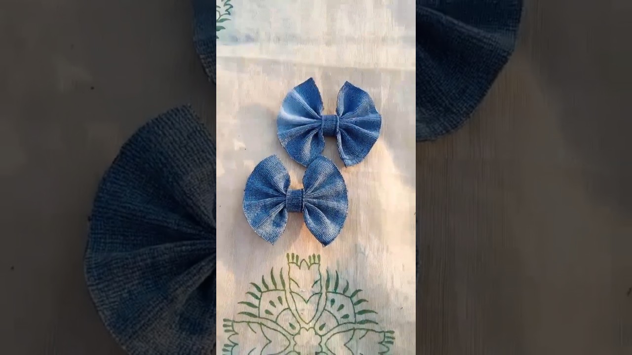 Denim fabric hairbow making 🎀#hairbowtutorial #hairbows #viralvideo #handmadehairbows #diy #fyp