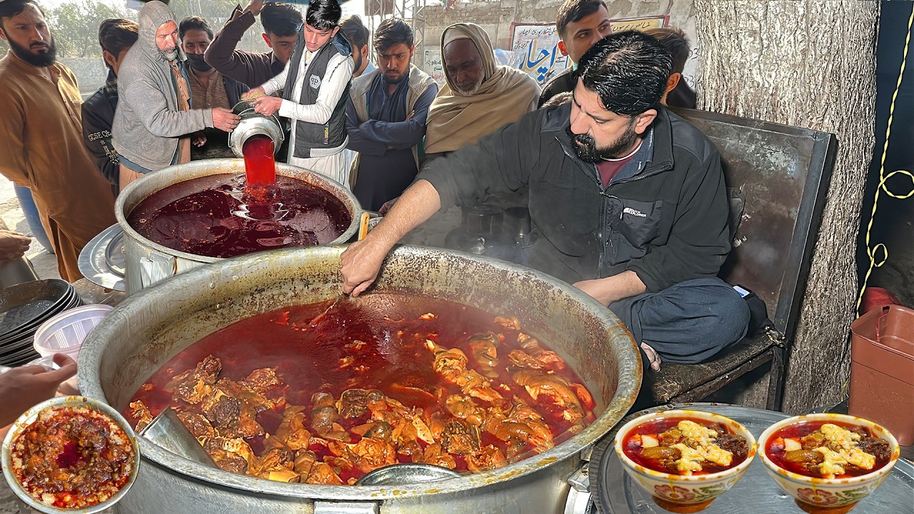 50 YEARS Old Roadside SIRI PAYE Breakfast | Peshawari Siri Paye Street Food | Ahmad Siri Paye Recipe