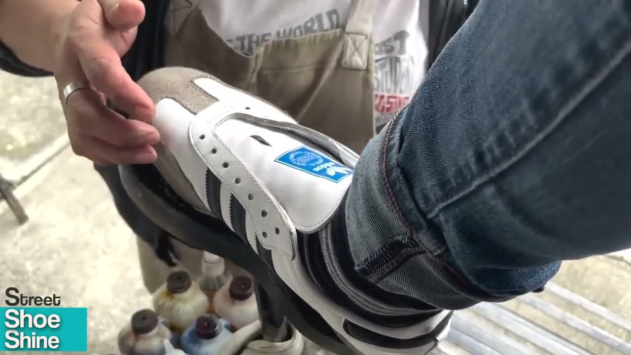 Shoe Shine KNIFE on my ADIDAS 🔪🤩 🔪 Unintentional ASMR Fashion #asmr