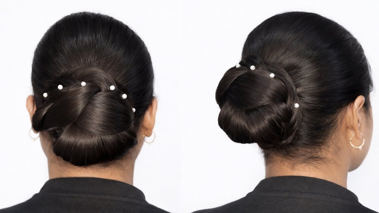 1 Minute Elegant Pearl Bun Hairstyle | Weeding Juda Bun Hairstyle | Easy Juda Hairstyles For Wedding