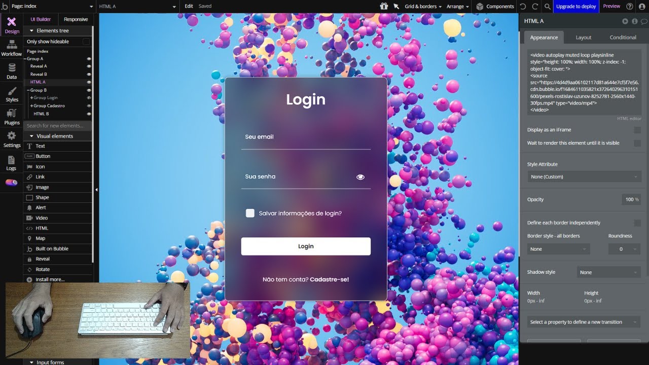 ASMR No Code - Desenvolvendo uma página de login animada com Bubble.io #01