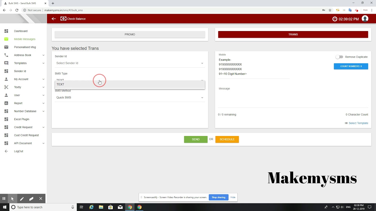 How to operate Makemysms panel | bullk sms | promotional sms | transactional sms .