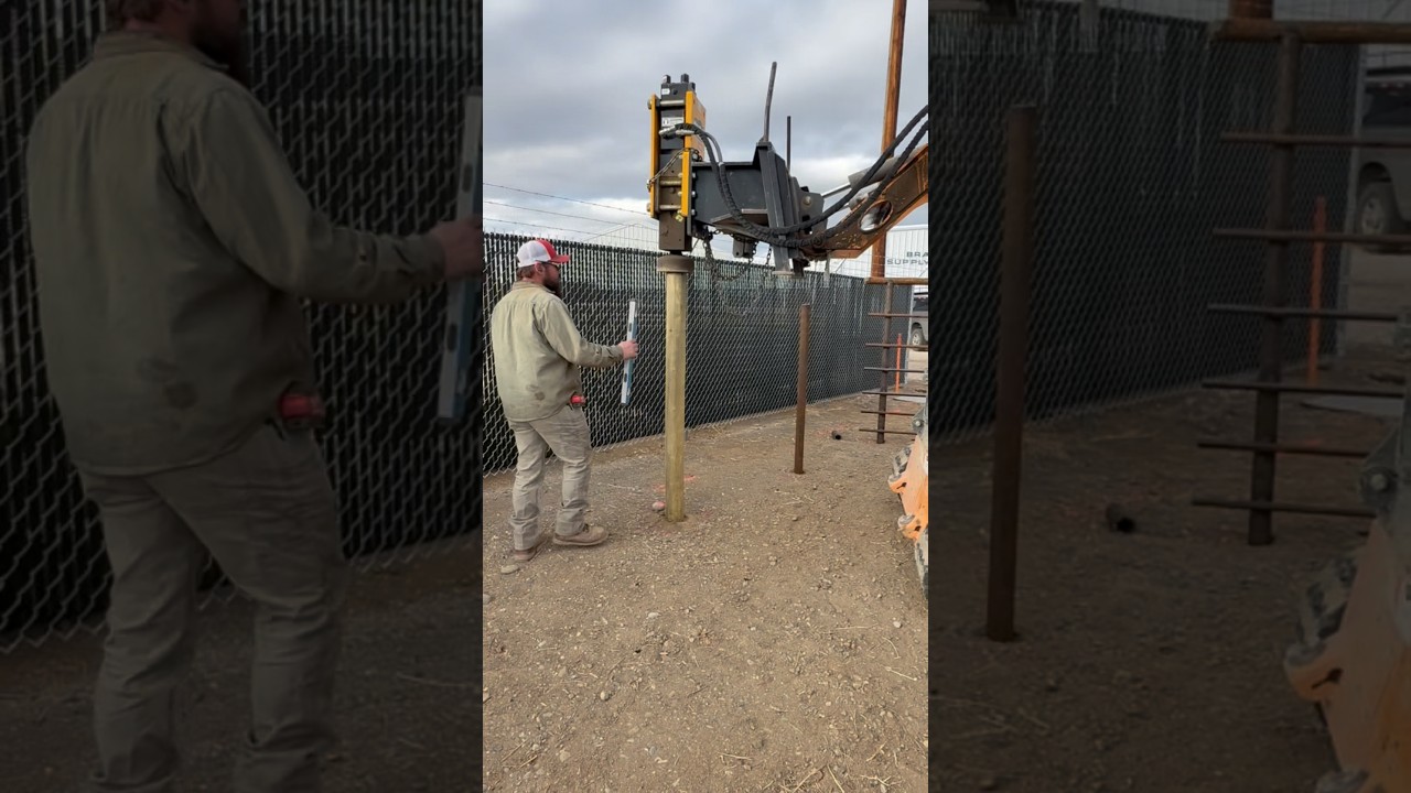 Driving some wood posts too #fencecontractor #fencebuilding #fence #fabrication #welding #barbedwire