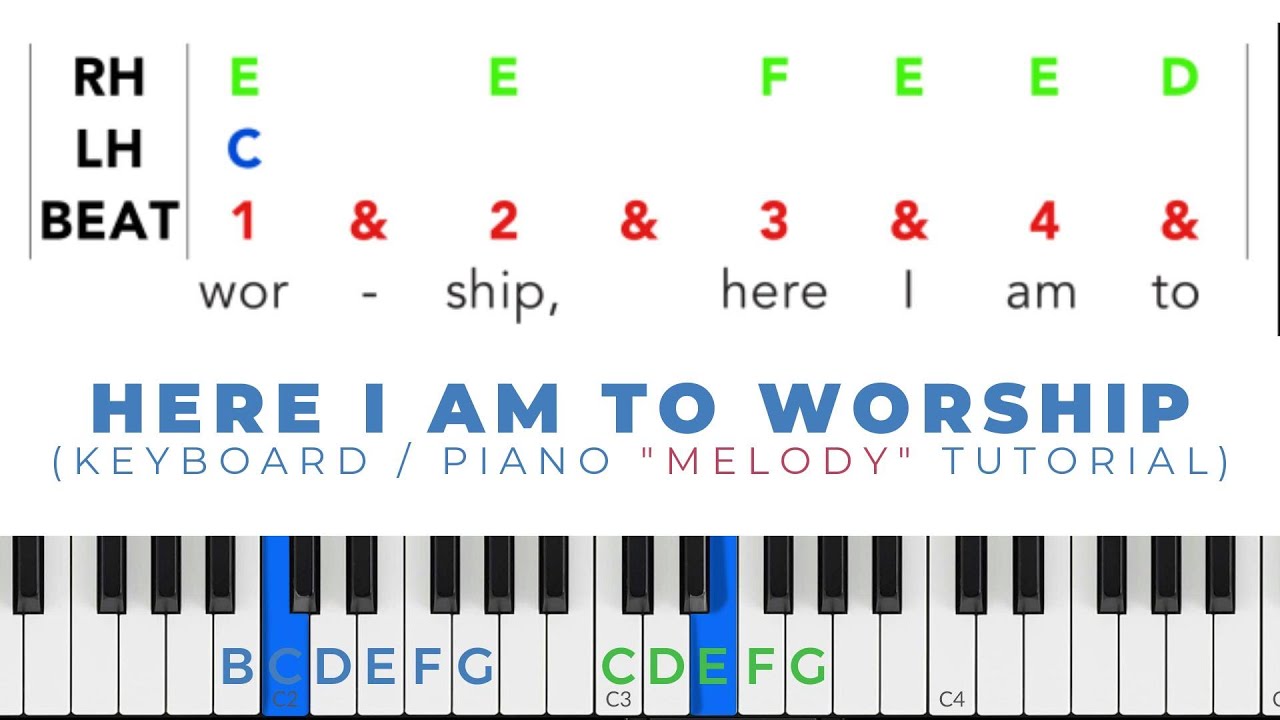 Here I Am to Worship | Easy to follow keyboard / piano tutorial | beginner worship lesson