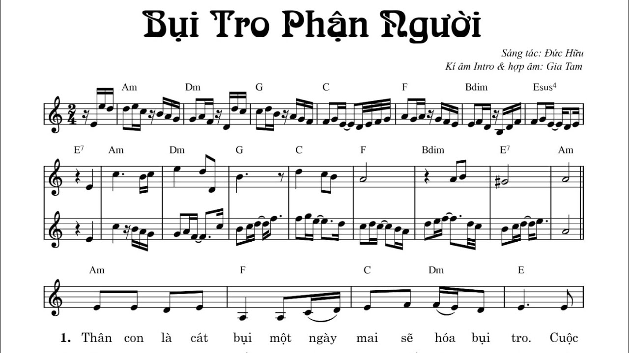 Bụi Tro Phận Người | Đức Hữu | Music PDF