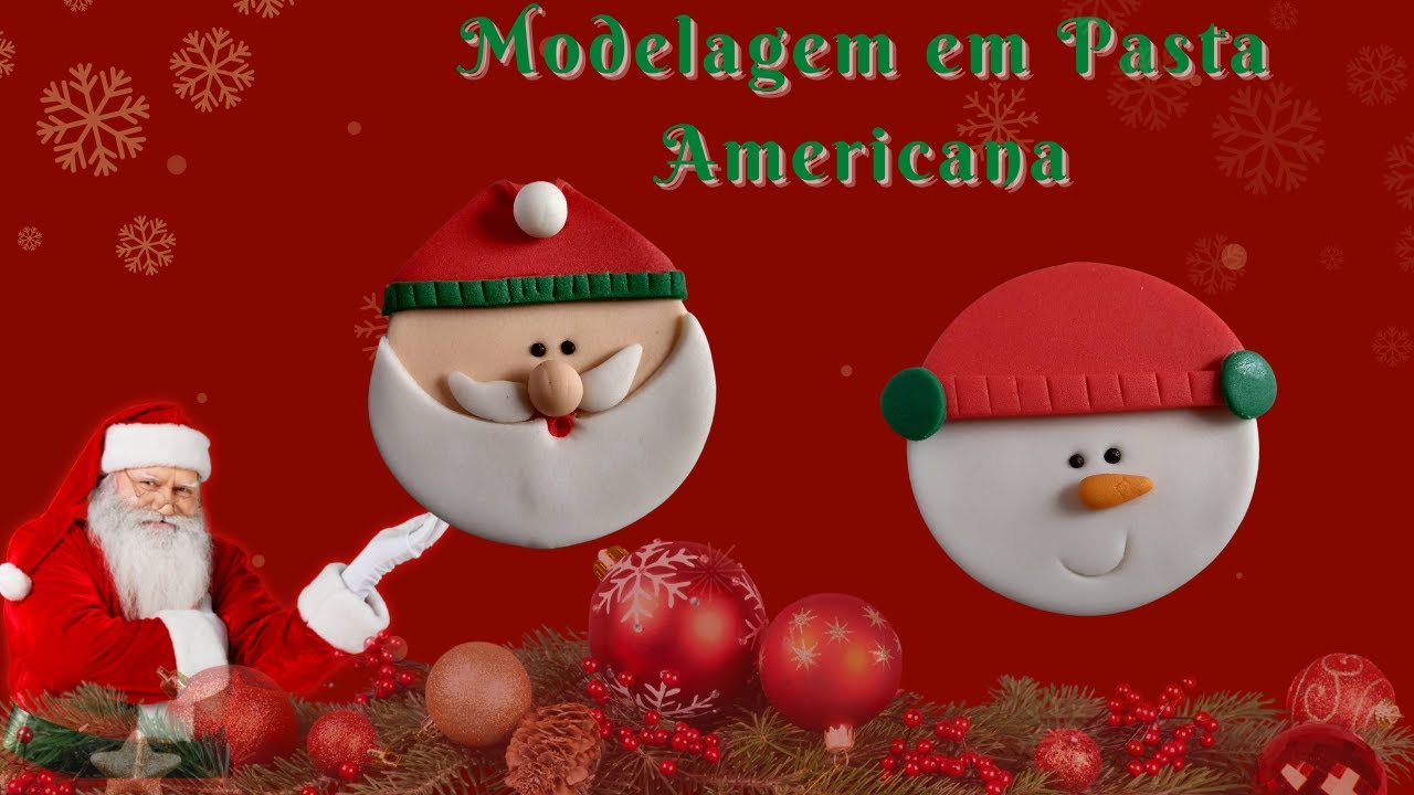 DECORAÇÃO DE PIRULITOS DE NATAL| Modelagem em pasta americana Papai Noel e Boneco de Neve