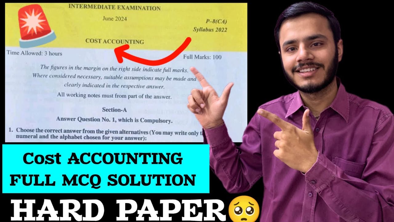 cma inter june 2024 cost accounting mcq solution video🚨|cost accounting june 2024 paper solution|cma
