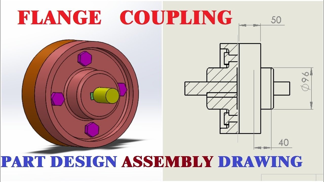 SolidWorks || Flange Coupling || CAD Tutorials || Part Design || Assembly || Drafting of all Parts
