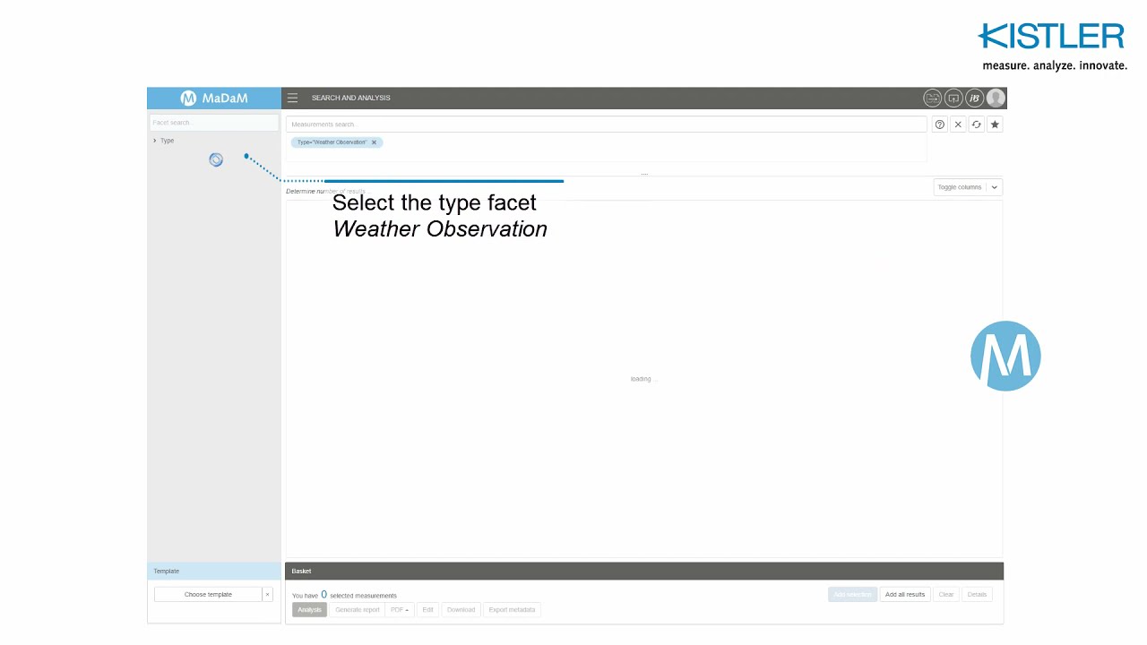 Measurement data management &ndash; Searching for measurement data in MaDaM &ndash; Initial tutorial