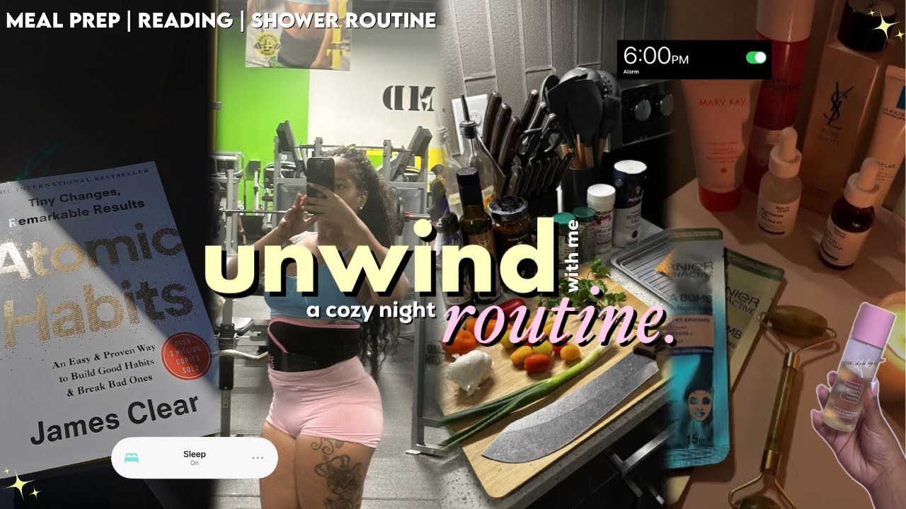 my “realistic” soft + structured night routine after my 9-5🤍☁️: reading, journaling, gym, & skincare