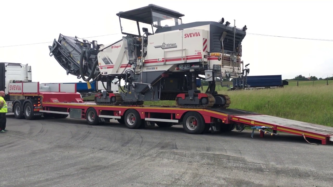 Wirtgen W210i Svevia unloads at Worksite road E22 in Sweden and idle