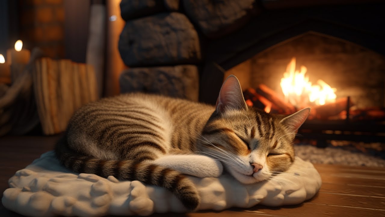 🐈 cat purr and fireplace 🔥 fall asleep peacefully with relaxing sounds - provides deep sleep