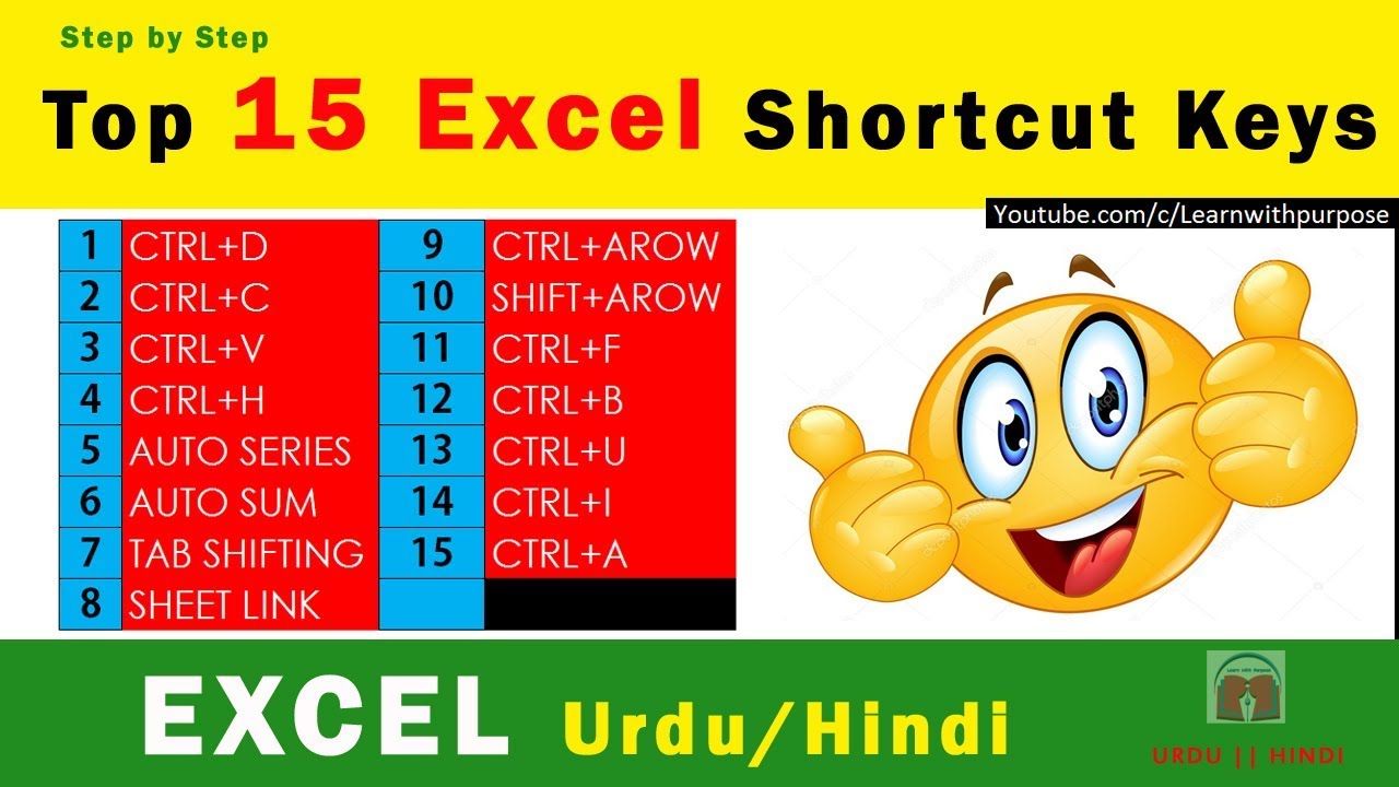 Top 15 EXCEL SHORT CUT KEYS To Make YOU Expert User  Urdu||Hindi