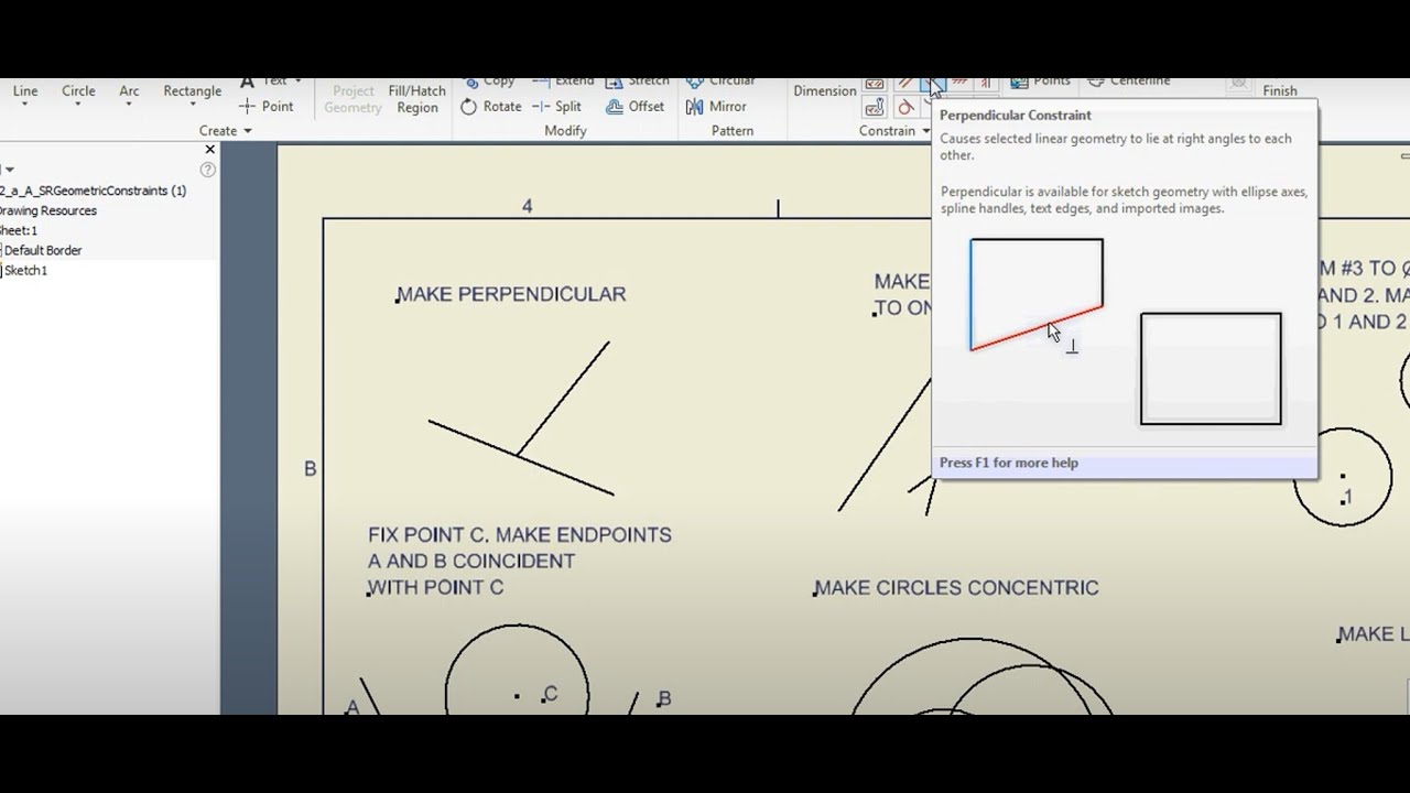 Autodesk Inventor - Geometric Constraints in Drawing Sheet Mode in Autodesk Inventor