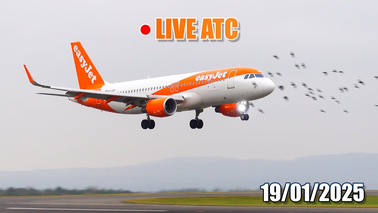 4K Plane Spotting at Bristol Airport BUSY SUNDAY AFTERNOON LIVE ATC - 19/01/2025