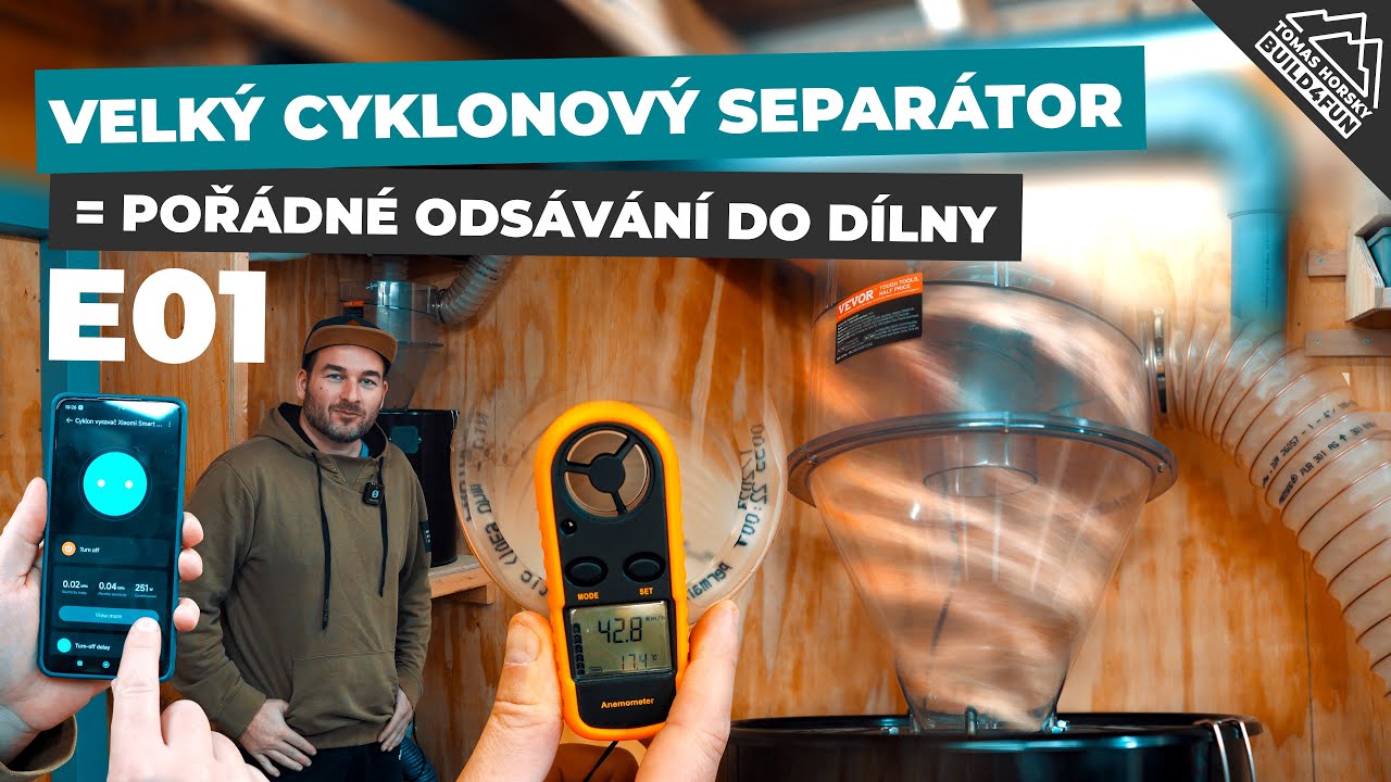Velký cyklonový separátor = pořádné odsávání do dílny | E01 Jak efektivně odsávat piliny v dílně?