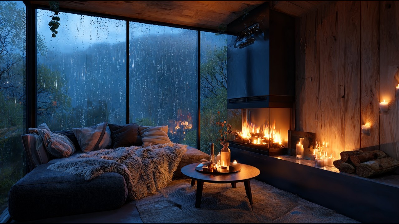 Pioggia e Camino Acceso 🔥 | Suoni Naturali per Dormire, Studiare e Relax