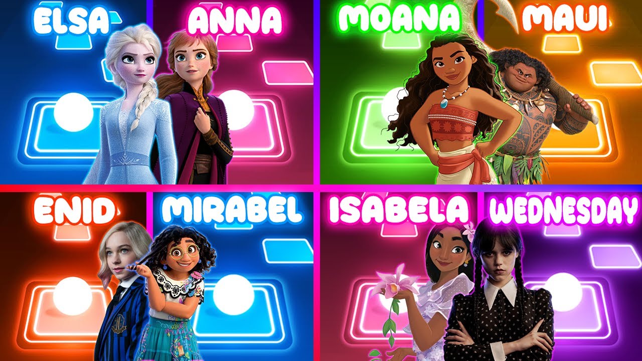 Frozen Elsa, Anna, Moana, Maui, Encanto Isabela And More IN Tiles Hop EDM Rush!