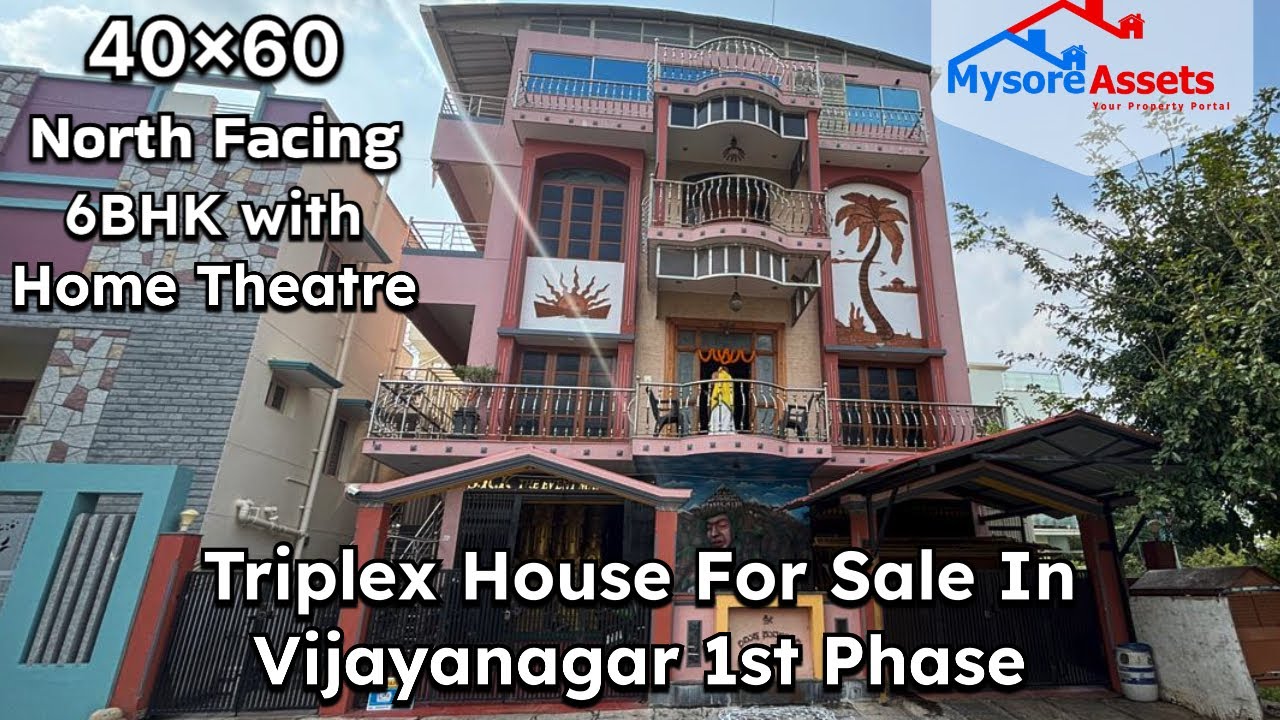 Luxury 6BHK Triplex House for Sale in Vijayanagar Mysore | 40x60 | Home Theatre | Fully Furnished