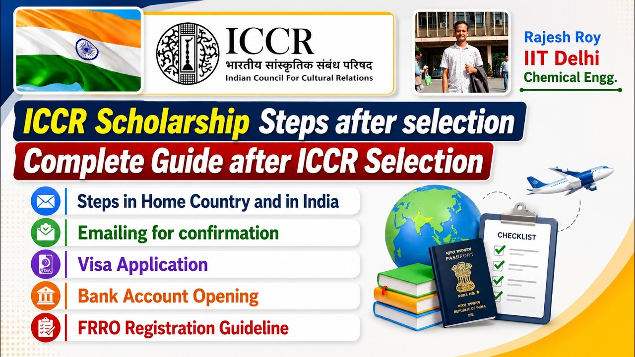 ICCR Scholarship Steps after selection | Complete guide after ICCR selection| Reporting, Visa FRRO
