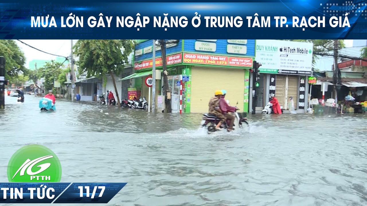 Mưa lớn gây ngập nặng ở trung tâm TP  Rạch Giá I THKG