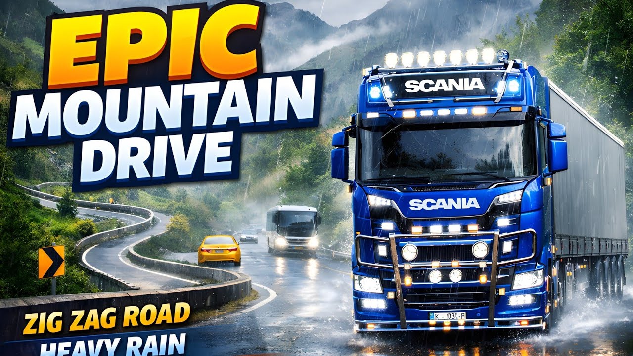 TARMOLA to AIROLO Drive 😍 Zig Zag Mountain Roads 🌧️ Realistic Rain & Graphics Truckers of Europe 3 