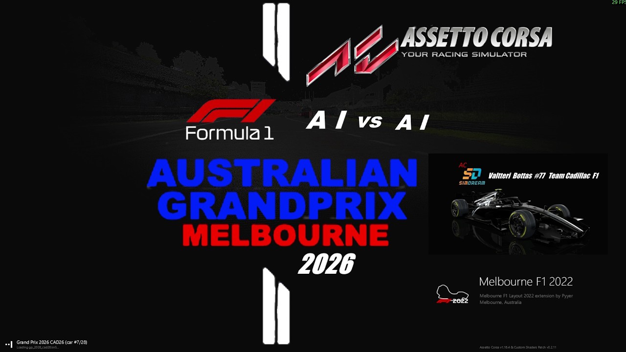 Assetto Corsa F1 Artificial Intelligence @Melbourne GP Australia  Ai vs Ai Simrace 2026