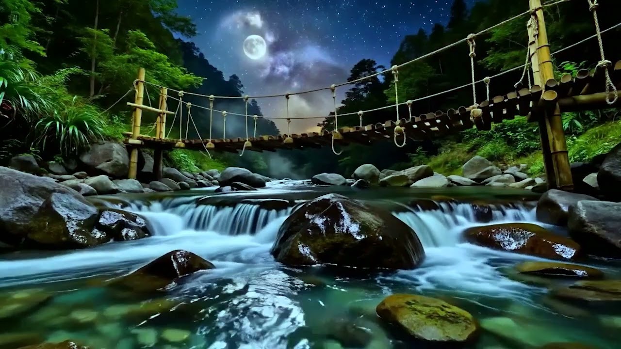 Relaxing Waterfall & Stream 🌌💧 Natural White Noise for Better Sleep