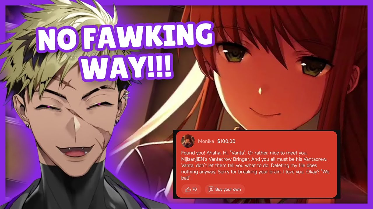 Vanta's reaction when he gets akasupa from Monika