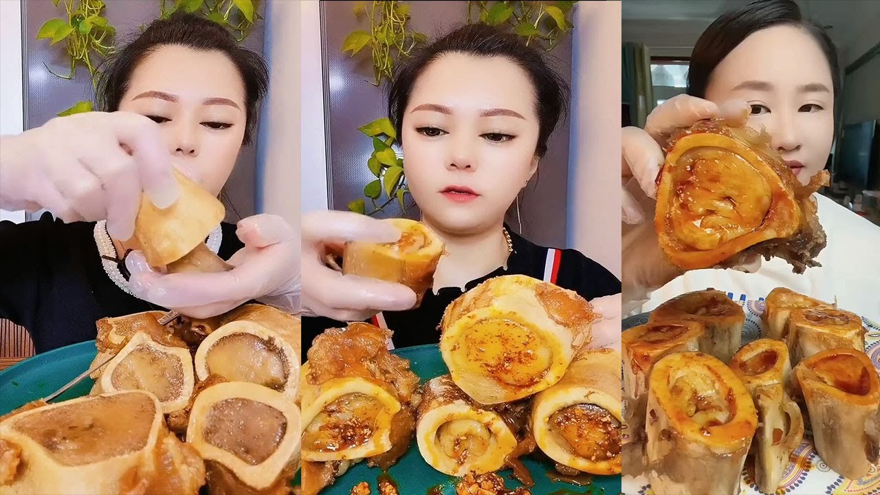 MUKBANG ASMR Eating roasted big bone marrow so yummy